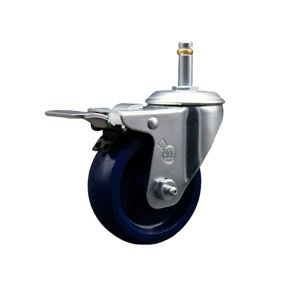 Service Caster 4'' Solid Poly Wheel Swivel 7/16'' Stem Caster with Total Lock Brake SCC-GRTTL20S414-SPUS-716138 - main